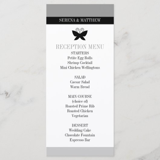 Menu Black Butterfly Wedding (Voorkant)