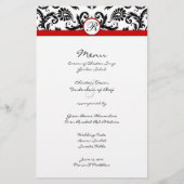 Menu Black Damask Red Trim Weddenschap (Voorkant)
