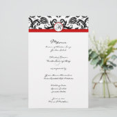 Menu Black Damask Red Trim Weddenschap (Staand voorkant)