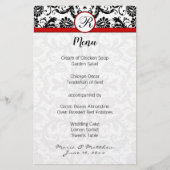 Menu Black Damask Red Trim Weddenschap (Voorkant)