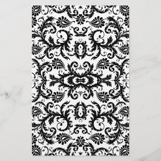 Menu Black Damask Red Trim Weddenschap (Achterkant)