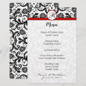 Menu Black Damask Red Trim Weddenschap (Voorkant / Achterkant)