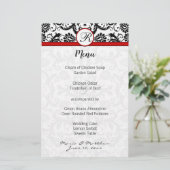 Menu Black Damask Red Trim Weddenschap (Staand voorkant)