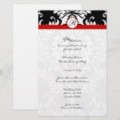Menu Black Damask Red Trim Weddenschap (Voorkant / Achterkant)