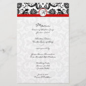 Menu Black Damask Red Trim Weddenschap (Voorkant)