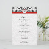 Menu Black Damask Red Trim Weddenschap (Staand voorkant)