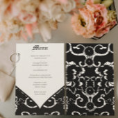 Menu Black Damask Wedding