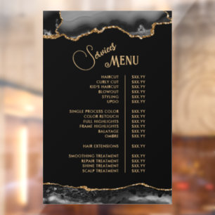 Menu Black Gold Agate Services Raamsticker