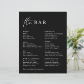 Menu Black Modern Minimalist Wedding Bar (Staand voorkant)