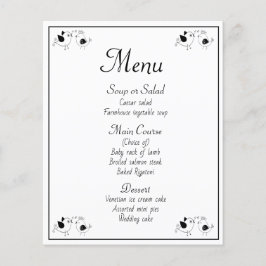 Menu Black White Lovevogels Wedding Party Birds