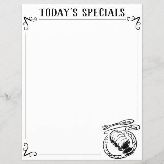 Menu Blanco stramienblad met rand. Flyer (Voorkant)