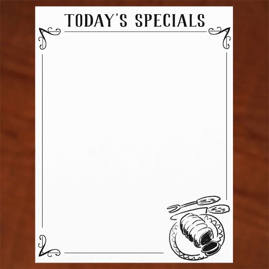 Menu Blanco stramienblad met rand. Flyer