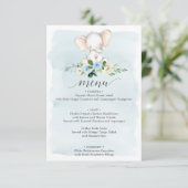 Menu Blauw Baby shower Kaart (Staand voorkant)