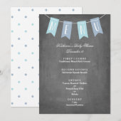 Menu Blauw banner voor Baby shower (Voorkant / Achterkant)