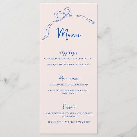 Menu Blauw Boog Hand getrokken Vrijgezellenfeest (Voorkant)