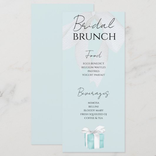 Menu Blauw bow-Vrijgezellenfeest Turquoise (Voorkant / Achterkant)