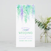 Menu blauw cascade groene wijnstok kunst waterverf (Staand voorkant)