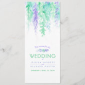 Menu blauw cascading groen wijnrank waterverf kaar (Voorkant)