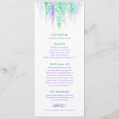 Menu blauw cascading groen wijnrank waterverf kaar (Achterkant)