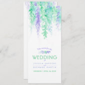 Menu blauw cascading groen wijnrank waterverf kaar (Voorkant / Achterkant)