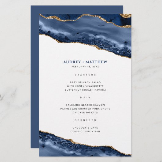 Menu Blauw- en goudmakergrens (Voorkant / Achterkant)