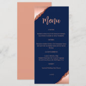Menu Blauw en koraal Glitter Wedding (Voorkant / Achterkant)