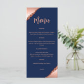 Menu Blauw en koraal Glitter Wedding (Staand voorkant)
