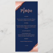 Menu Blauw en koraal Glitter Wedding (Voorkant)