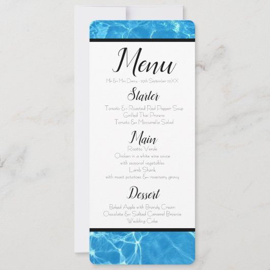 Menu Blauw water Kaart (Voorkant)