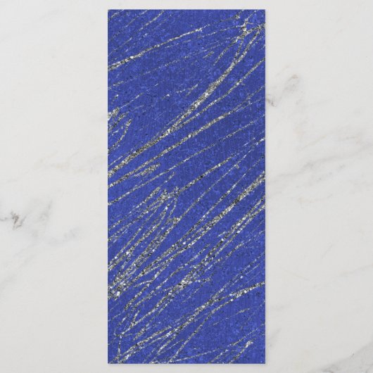 Menu Blauw & Zilver Modern Glam Marble Stripe Part (Achterkant)