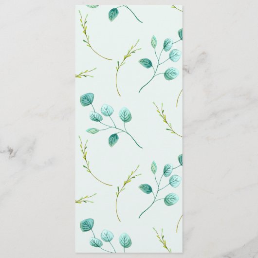 Menu Blauwe tuinbouw Waterverf Stems Weddenschap (Achterkant)