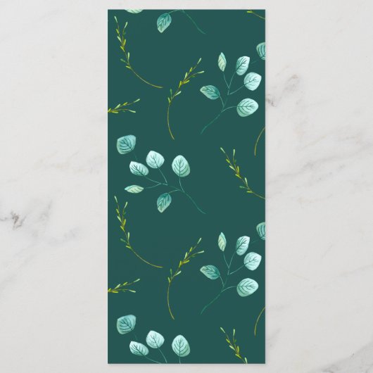 Menu Blauwe tuinbouw Waterverf Stems Weddenschap (Achterkant)