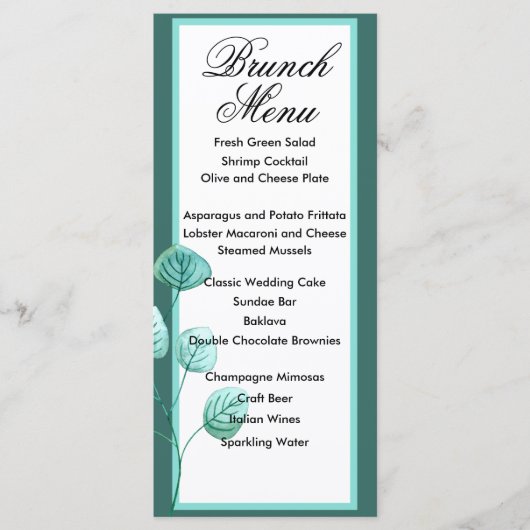 Menu Blauwe tuinbouw Waterverf Stems Weddenschap (Voorkant)