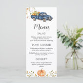 Menu Blauwe vrachtwagen, bewerkbaar pompoenafdrukb (Staand voorkant)