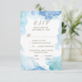 Menu Blauwe Waterverf Keuze RSVP-kaart (Staand voorkant)