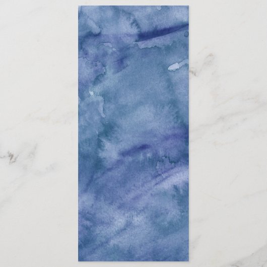 Menu Blauwe Waterverf Wash Weddenschap (Achterkant)