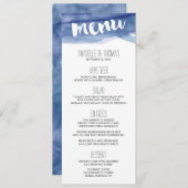Menu Blauwe Waterverf Wash Weddenschap (Voorkant / Achterkant)