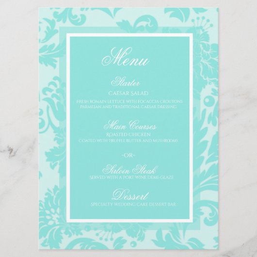 menu blauwgroen damtbruiloft (Voorkant)