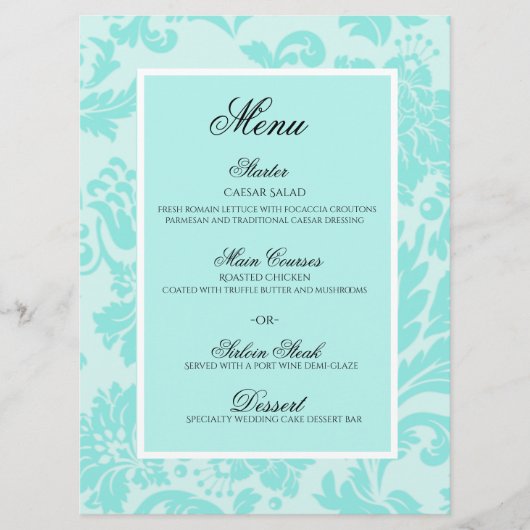 menu blauwgroen damtbruiloft (Voorkant)