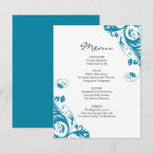 Menu blauwgroen huwelijk kaart (Voorkant / Achterkant)