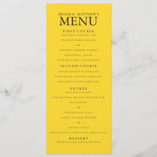 Menu Blazing Yellow Weddenschap (Voorkant)