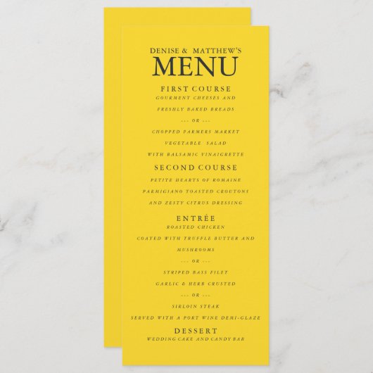 Menu Blazing Yellow Weddenschap (Voorkant / Achterkant)