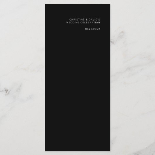 Menu Bloedbrieven Minimale zwarte bruiloft (Achterkant)