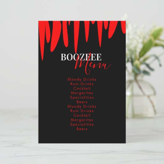 Menu BloedHalloween Party Drink Vampire Blood (Staand voorkant)