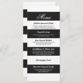 Menu Bloem Zwart Wit Elegant Trouwreceptie Kaart (Voorkant / Achterkant)