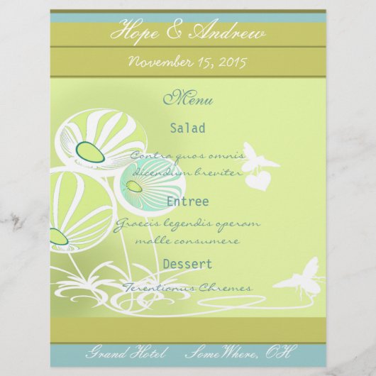 Menu Bloemen en bijen (Voorkant)