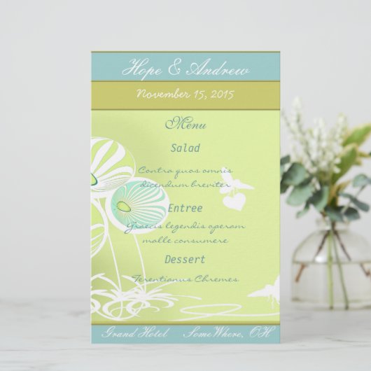 Menu Bloemen en bijen (Staand voorkant)