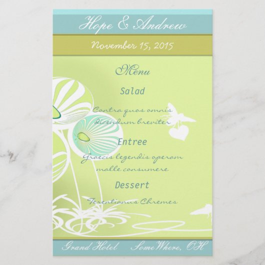 Menu Bloemen en bijen (Voorkant)
