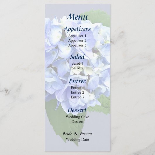Menu Blue and Paars Hydrangea Wedding (Voorkant)