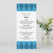 Menu Blue Argyle Wedding (Staand voorkant)